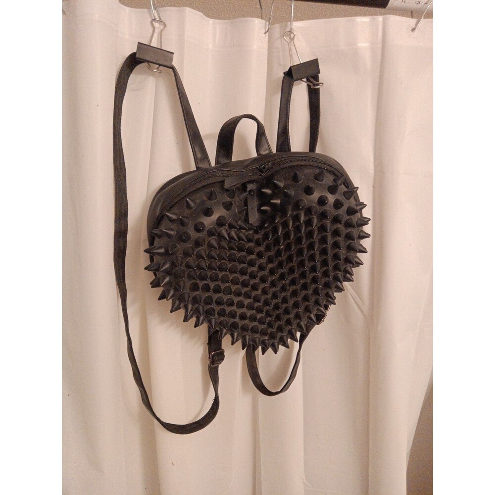 Black Spiky Heart Cyber Goth Brutalist Rave Backpack